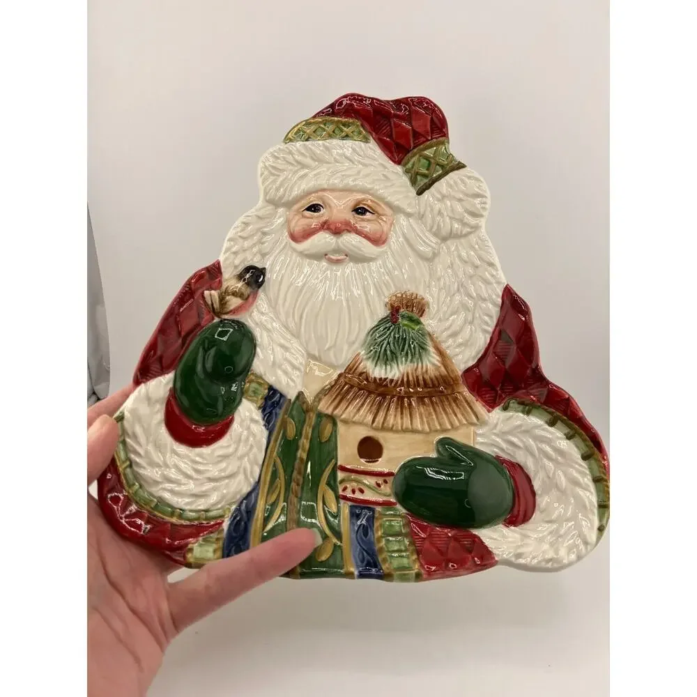 Vintage Fitz and Floyd Santa's Forest Friends Santa Canape Appetizer‎ Plate